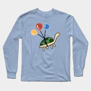 Cute Tortoise on a Balloon Ride Mental Health Awareness Joyful Adventure Combat Depression Long Sleeve T-Shirt